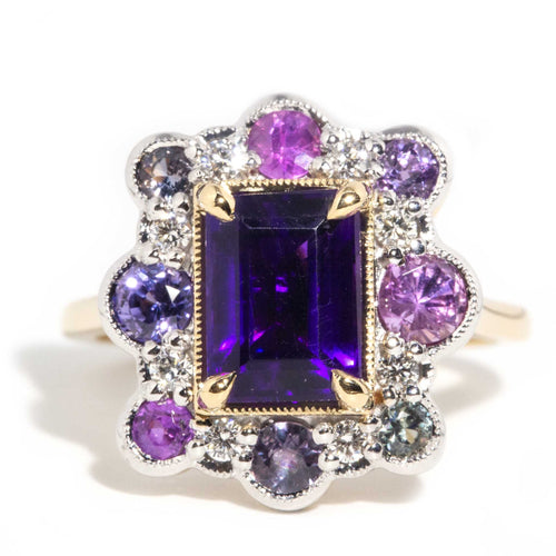 Jasmina Amethyst Sapphire & Diamond Ring 18K Two Tone Gold