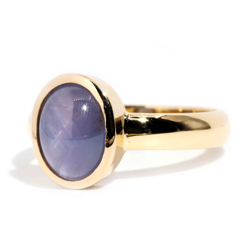One of a kind Stunning 5.62ct Purple Star Sapphire and Diamond Halo Ring in  18k gold - Exorti