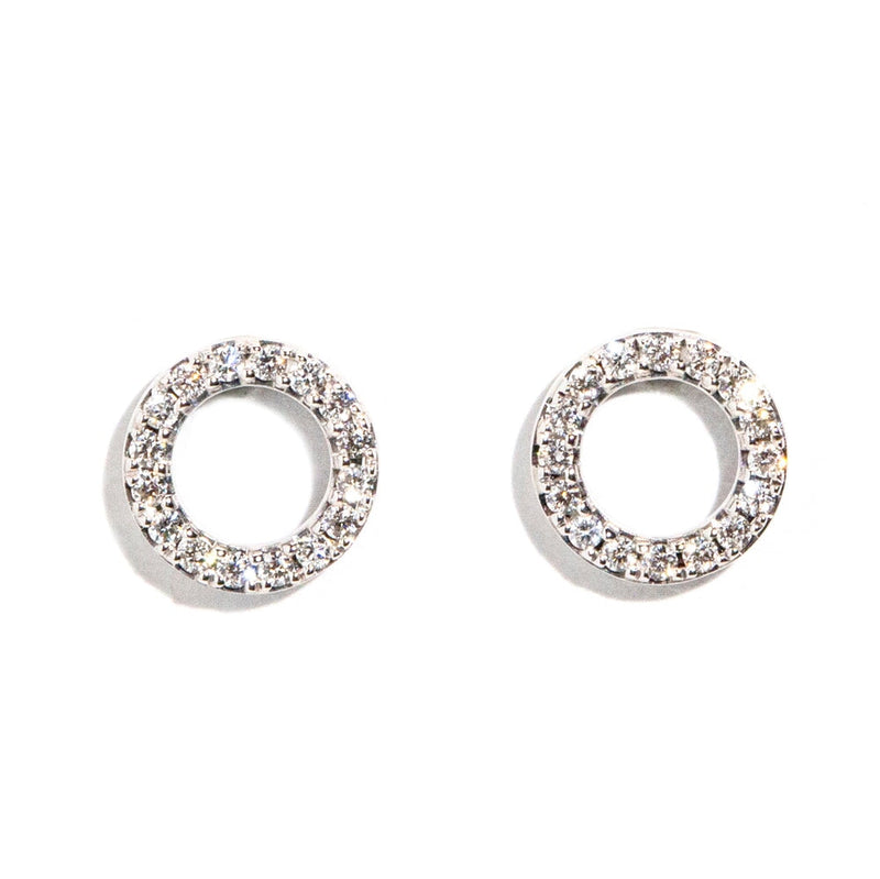 Je t'aime Diamond Love Circle Stud Earrings 9ct Gold Earrings Imperial Jewellery 