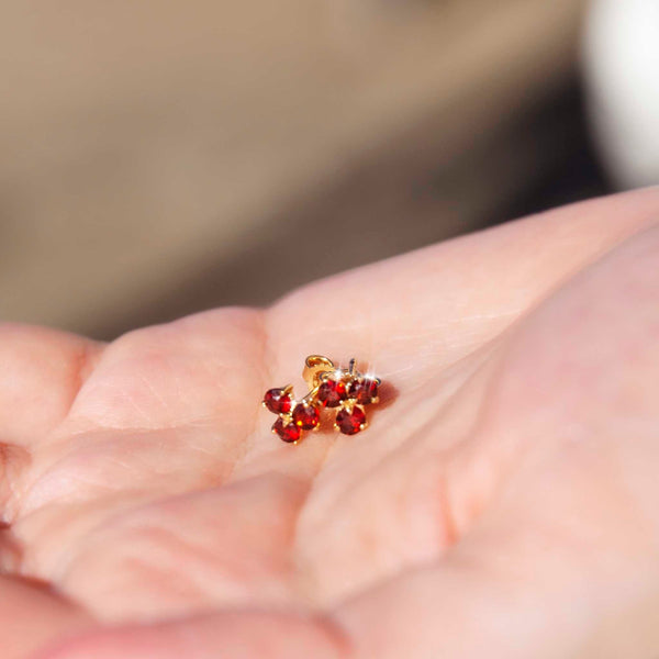 Jennifer 18ct Gold Garnet Trilogy Stud Earrings Earrings Imperial Jewellery 