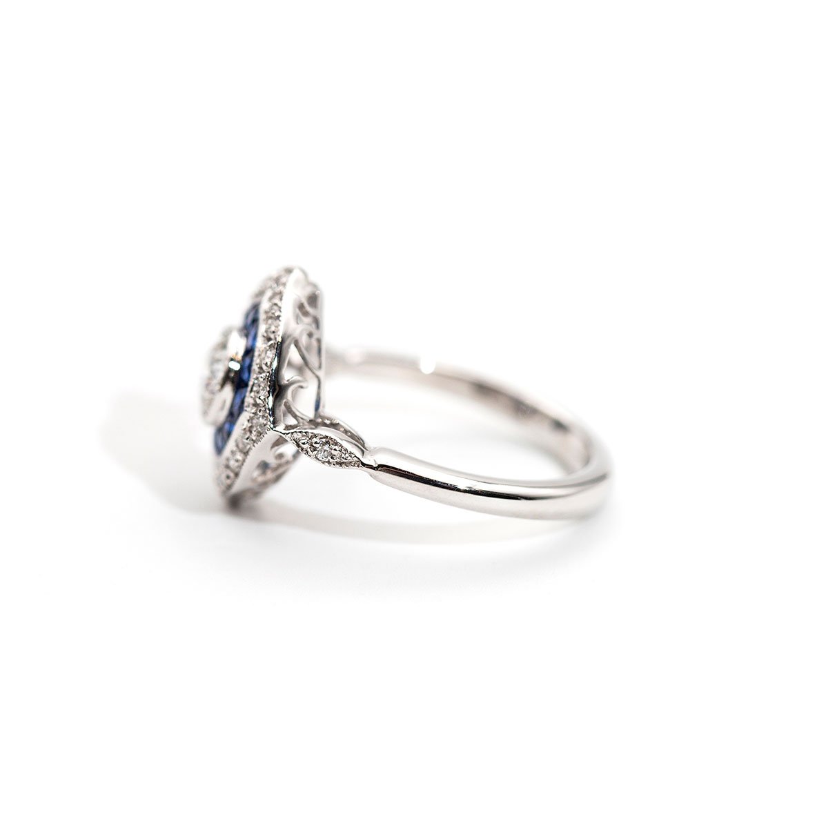 Jenny Diamond and Blue Sapphire Art Deco Ring Ring Imperial Jewellery - Auctions, Antique, Vintage & Estate 