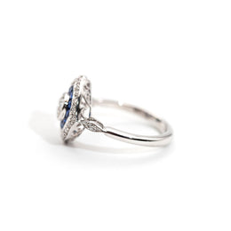 Jenny Diamond and Blue Sapphire Art Deco Ring Ring Imperial Jewellery - Auctions, Antique, Vintage & Estate 