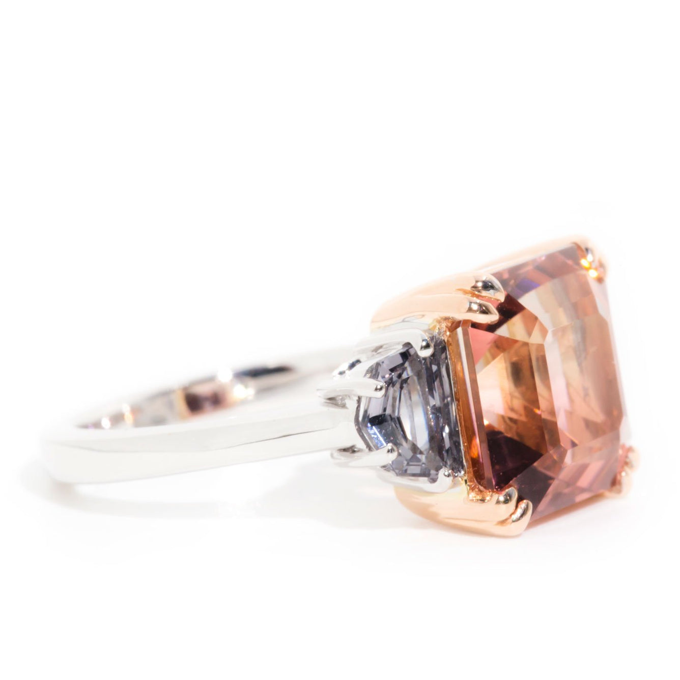 Jimena 18 Carat Gold Morganite & Spinel Three Stone Ring*OB&Gemmo Rings Imperial Jewellery