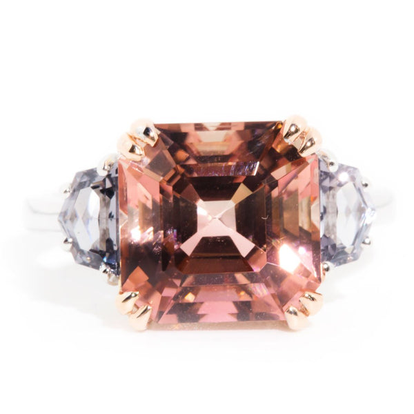 Jimena 18 Carat Gold Morganite & Spinel Three Stone Ring*OB&Gemmo Rings Imperial Jewellery Imperial Jewellery - Hamilton