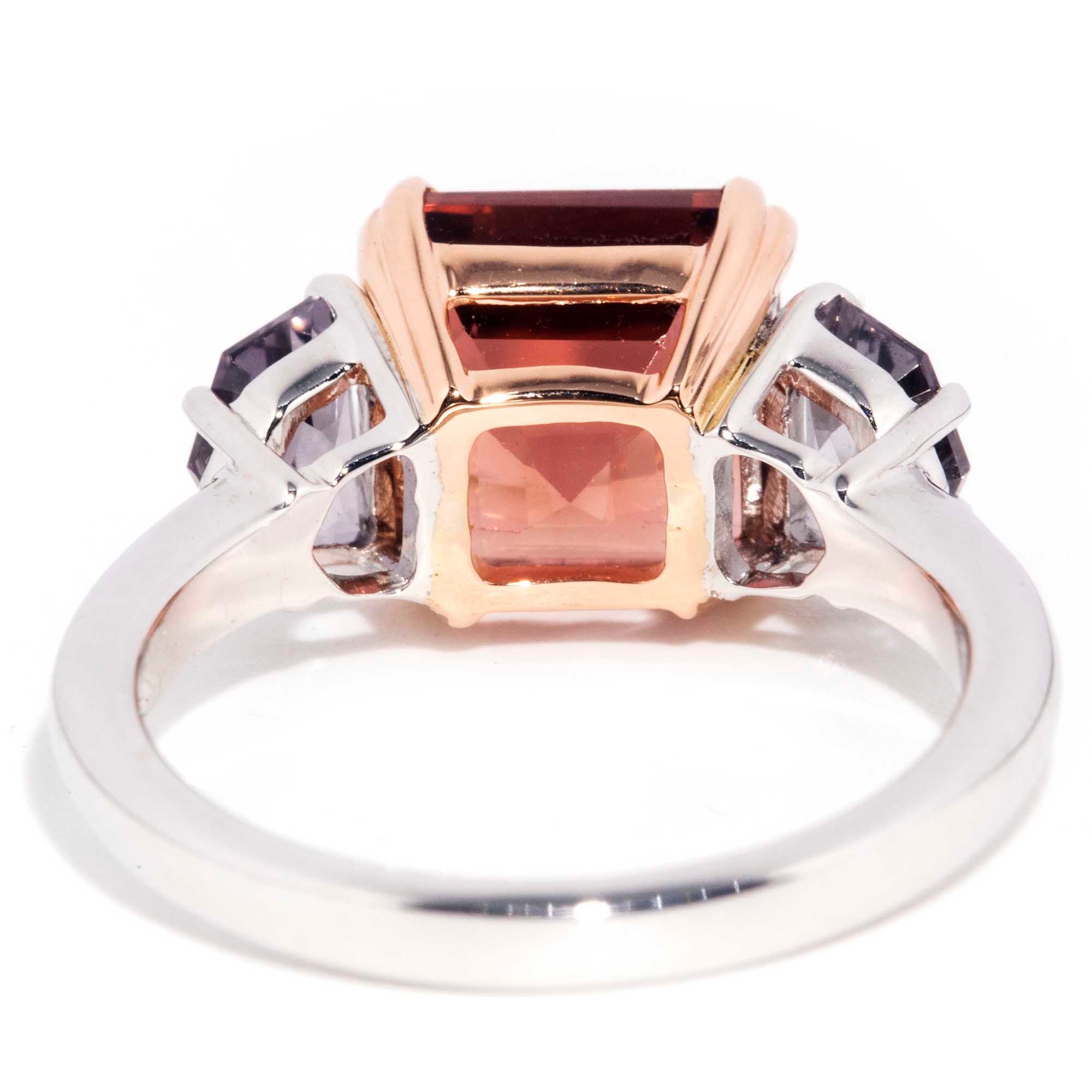 Jimena 18ct Gold Bright Peach Tourmaline & Cadillac Cut Spinel Ring* OB Rings Imperial Jewellery 
