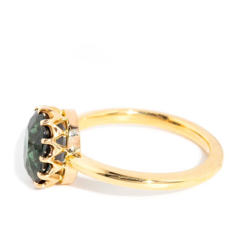 Joyce 3.12ct Teal Sapphire Reinvented Vintage Ring 18ct Gold Rings Imperial Jewellery 