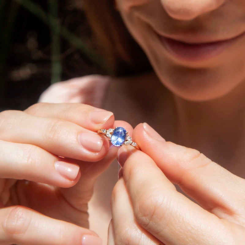 Juanita 1.53ct Sapphire & Marquise Diamond Ring 18ct Gold* DRAFT Rings Imperial Jewellery 