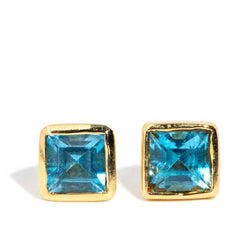 Judette 1990s Blue Topaz Studs 9ct Gold Earrings Imperial Jewellery Imperial Jewellery - Hamilton 