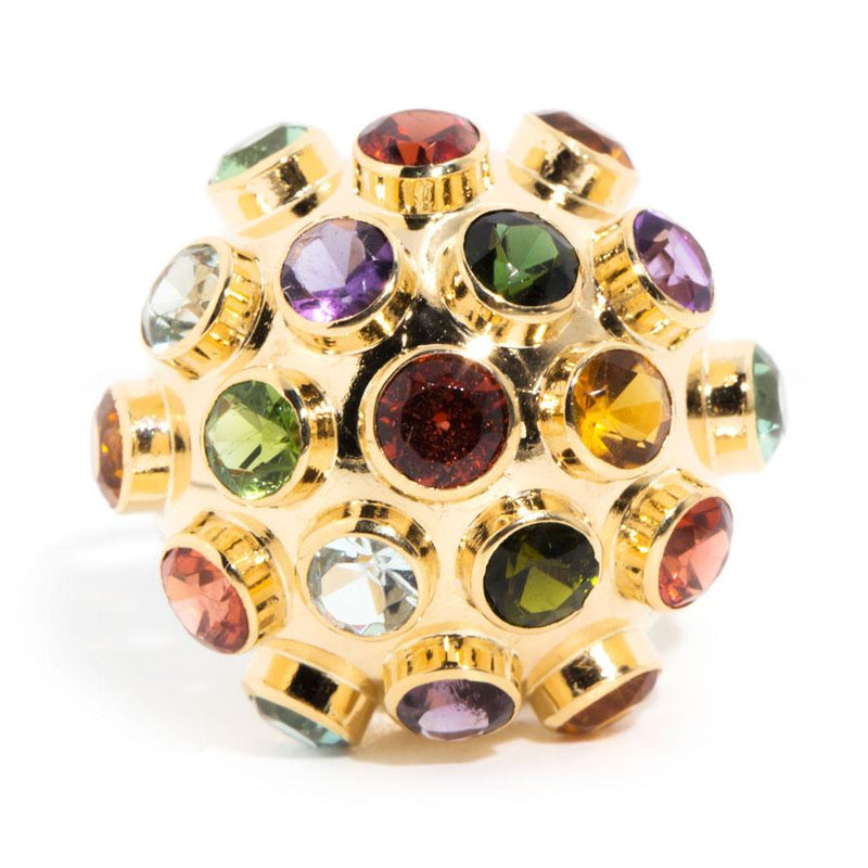 Jules 18ct Domed Multi Gem Vintage Motif Ring (Sarina Check) Rings Imperial Jewellery Imperial Jewellery - Hamilton