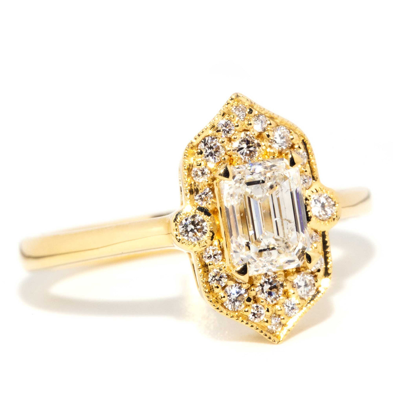 Juno 18ct Yellow Gold Emerald Cut Diamond Cluster Ring* OB Gemmo $ Rings Imperial Jewellery 