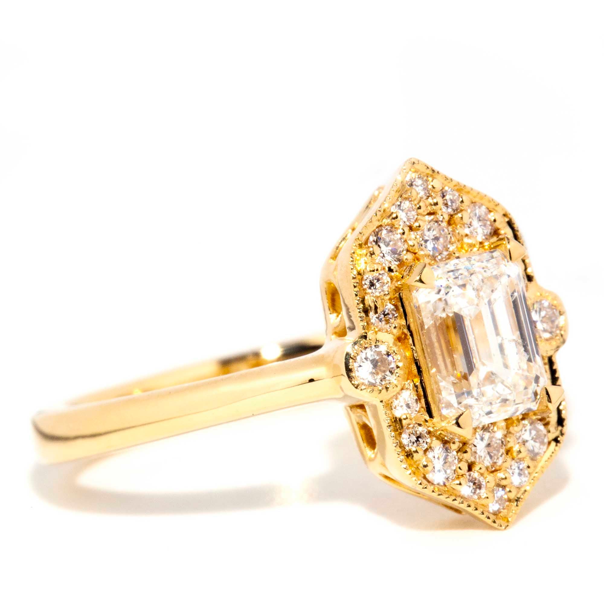 Juno 18ct Yellow Gold Emerald Cut Diamond Cluster Ring* OB Gemmo $ Rings Imperial Jewellery 