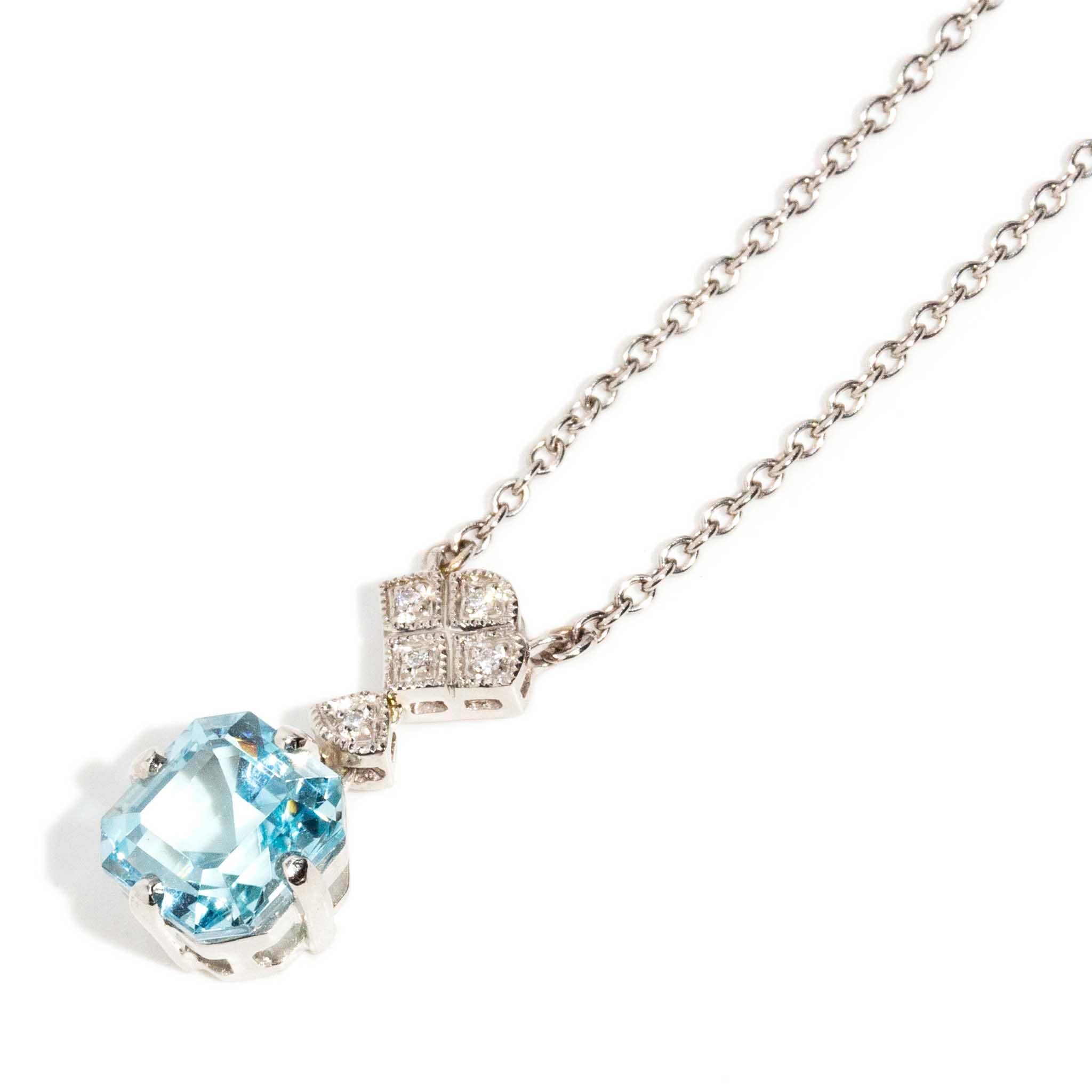 Kailani 2.32 Carat Aquamarine & Diamond Platinum Necklace Rings Imperial Jewellery 