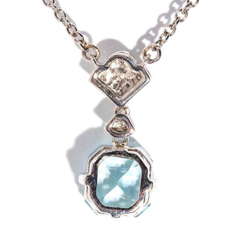 Kailani 2.32 Carat Aquamarine & Diamond Platinum Necklace Rings Imperial Jewellery 