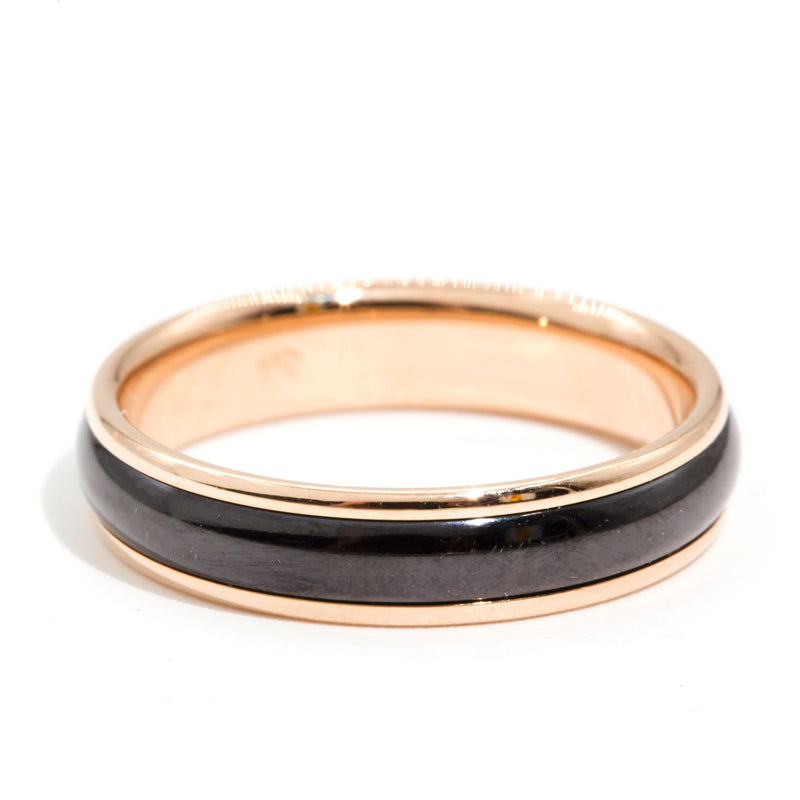 Kane 18 Carat Rose Gold Onyx Gold Band Rings Bulgari 