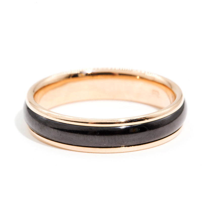 Kane 18 Carat Rose Gold Onyx Gold Band Rings Bulgari 