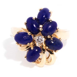 Katniss Vintage 14ct Gold Lapis Lazuli & Diamond Cluster Ring* OB Gemmo $ Rings Imperial Jewellery Imperial Jewellery - Hamilton 