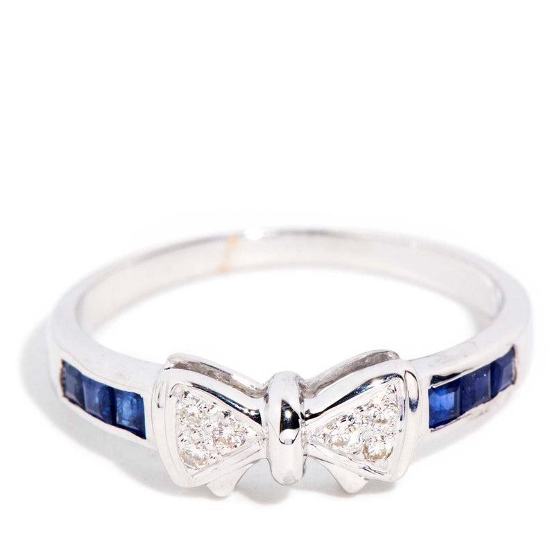 Kaye 1990s Sapphire & Diamond Bow Ring 18ct White Gold* OB Rings Imperial Jewellery Imperial Jewellery - Hamilton 