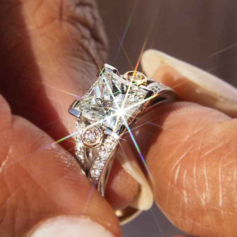 Princess Cut Lab Grown Diamond Twisted Pave Engagement Ring