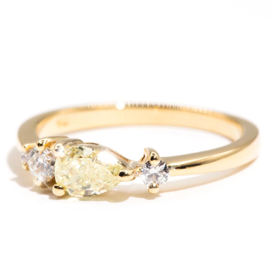 Kendra Certified Yellow Pear Shaped Diamond Cluster Engagement Ring Rings Imperial Jewellery 