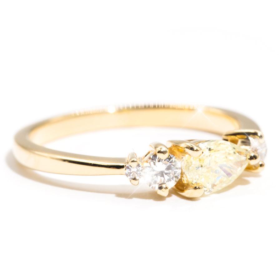 Kendra Certified Yellow Pear Shaped Diamond Cluster Engagement Ring Rings Imperial Jewellery 
