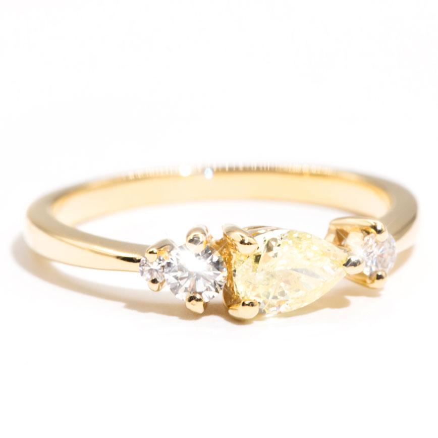 Kendra Certified Yellow Pear Shaped Diamond Cluster Engagement Ring Rings Imperial Jewellery 