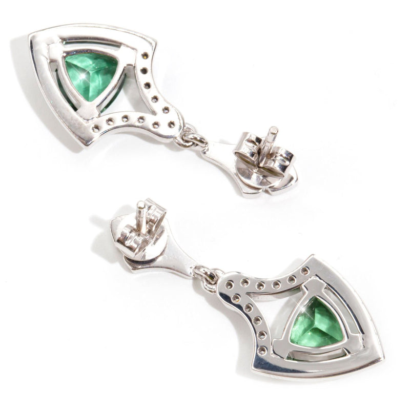 Kiara 18 Carat Tourmaline & Diamond Vintage Drop Earrings Earrings Imperial Jewellery