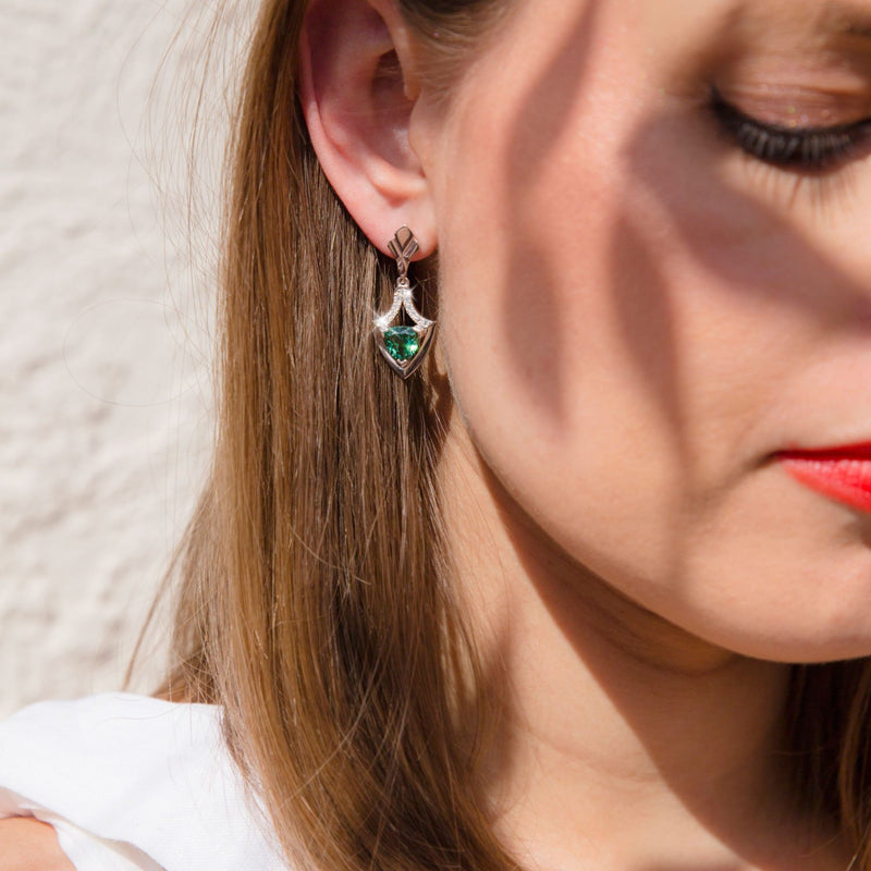 Kiara 18 Carat Tourmaline & Diamond Vintage Drop Earrings Earrings Imperial Jewellery