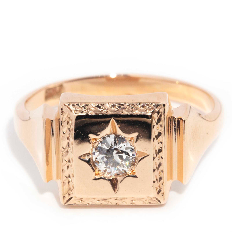 Kiran 18ct Rose Gold Star Set Old Cut Diamond Signet Ring* OB Rings Imperial Jewellery Imperial Jewellery - Hamilton