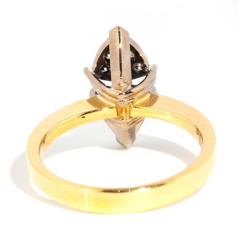 Kirana Circa 1990s 18ct Gold Triangular Blue Sapphire & Diamond Ring Rings Imperial Jewellery 