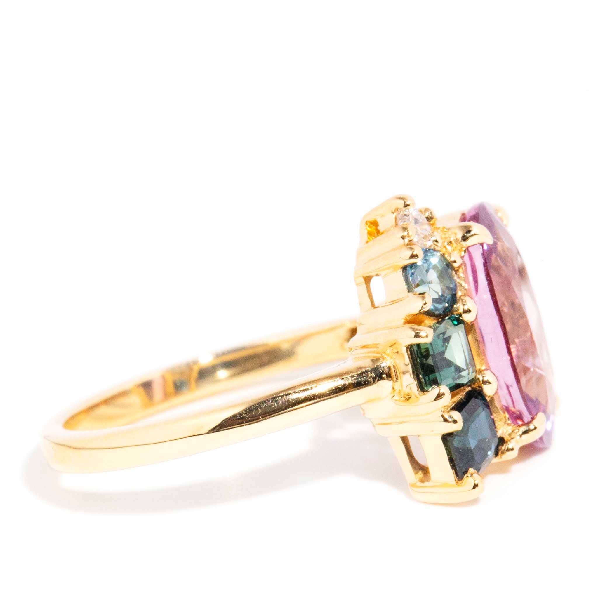 Kiraz Pink Spinel Sapphire & Diamond Ring 18ct Gold Rings Imperial Jewellery 