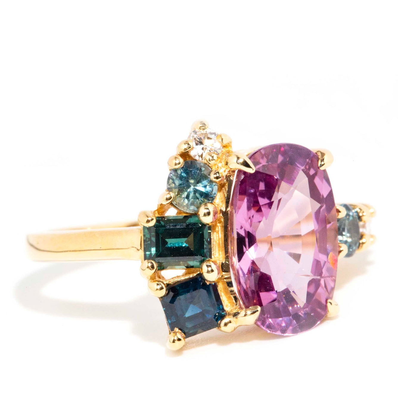 Kiraz Pink Spinel Sapphire & Diamond Ring 18ct Gold Rings Imperial Jewellery 