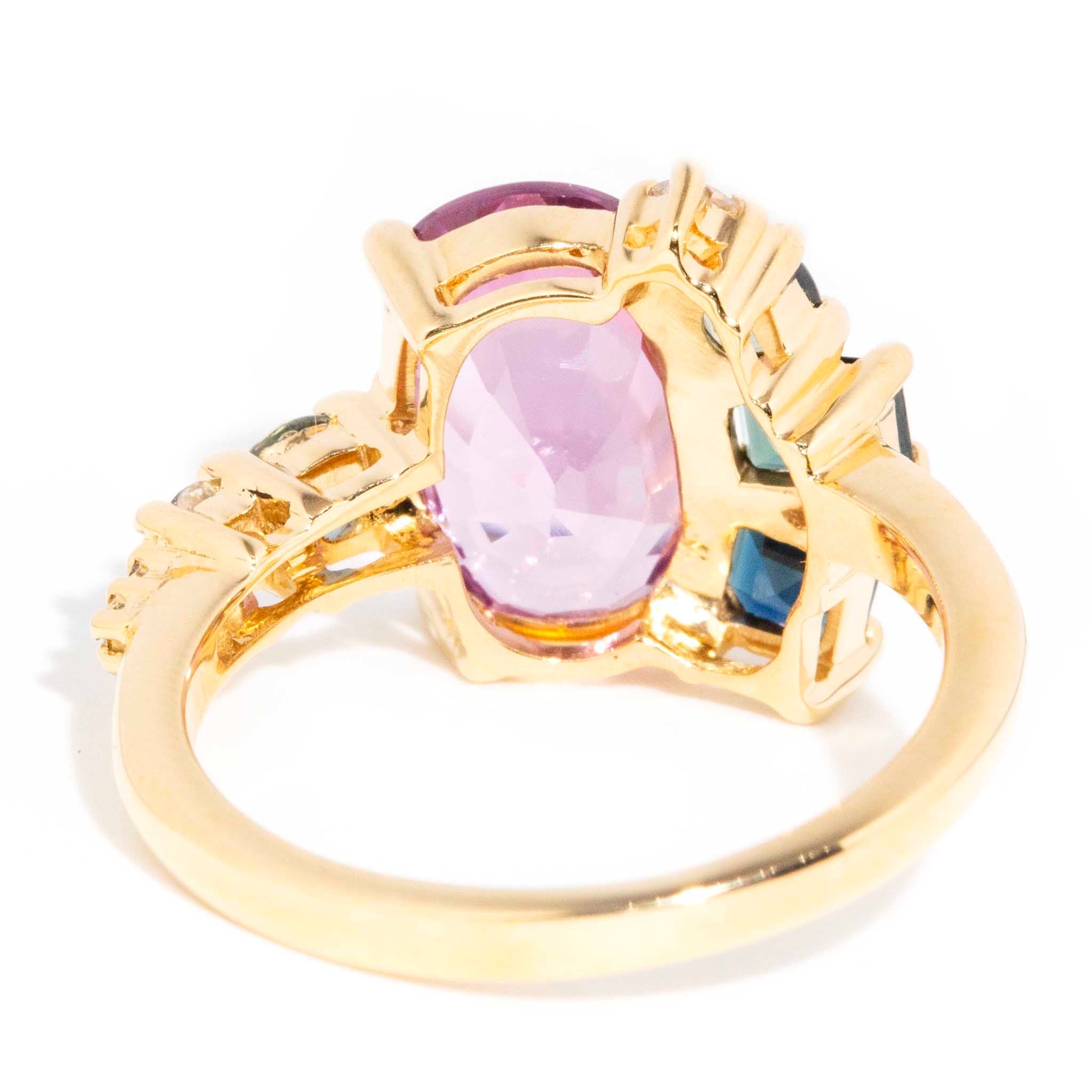 Kiraz Pink Spinel Sapphire & Diamond Ring 18ct Gold Rings Imperial Jewellery 