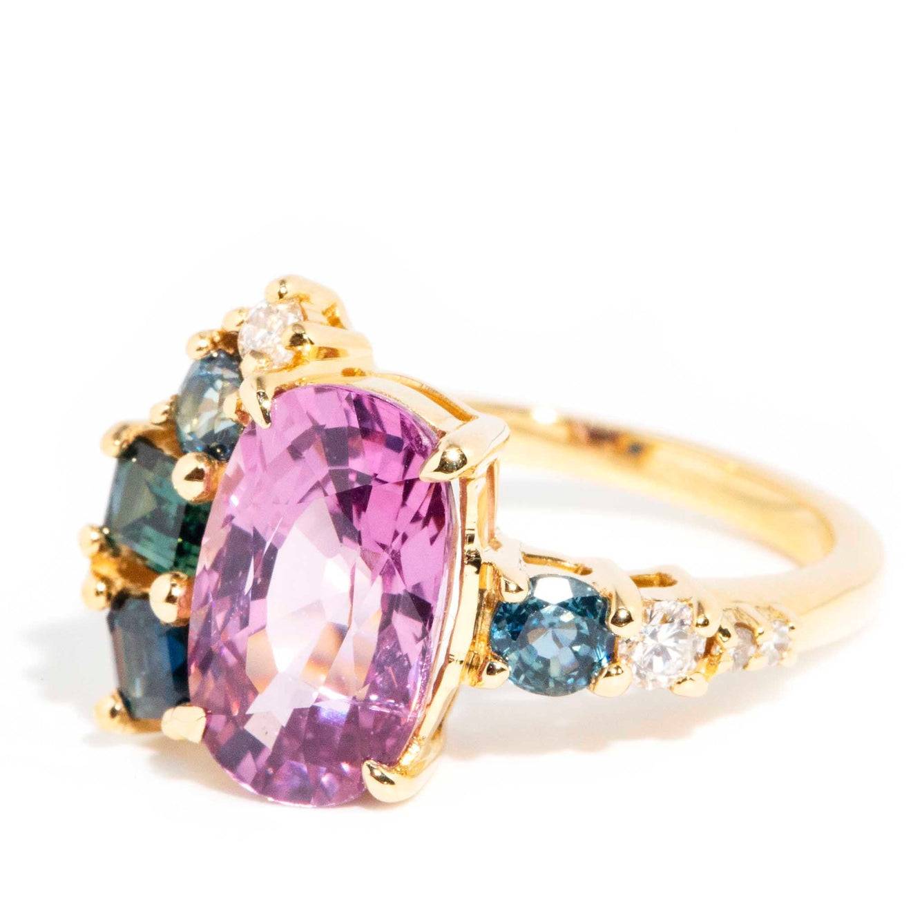 Kiraz Pink Spinel Sapphire & Diamond Ring 18ct Gold Rings Imperial Jewellery 