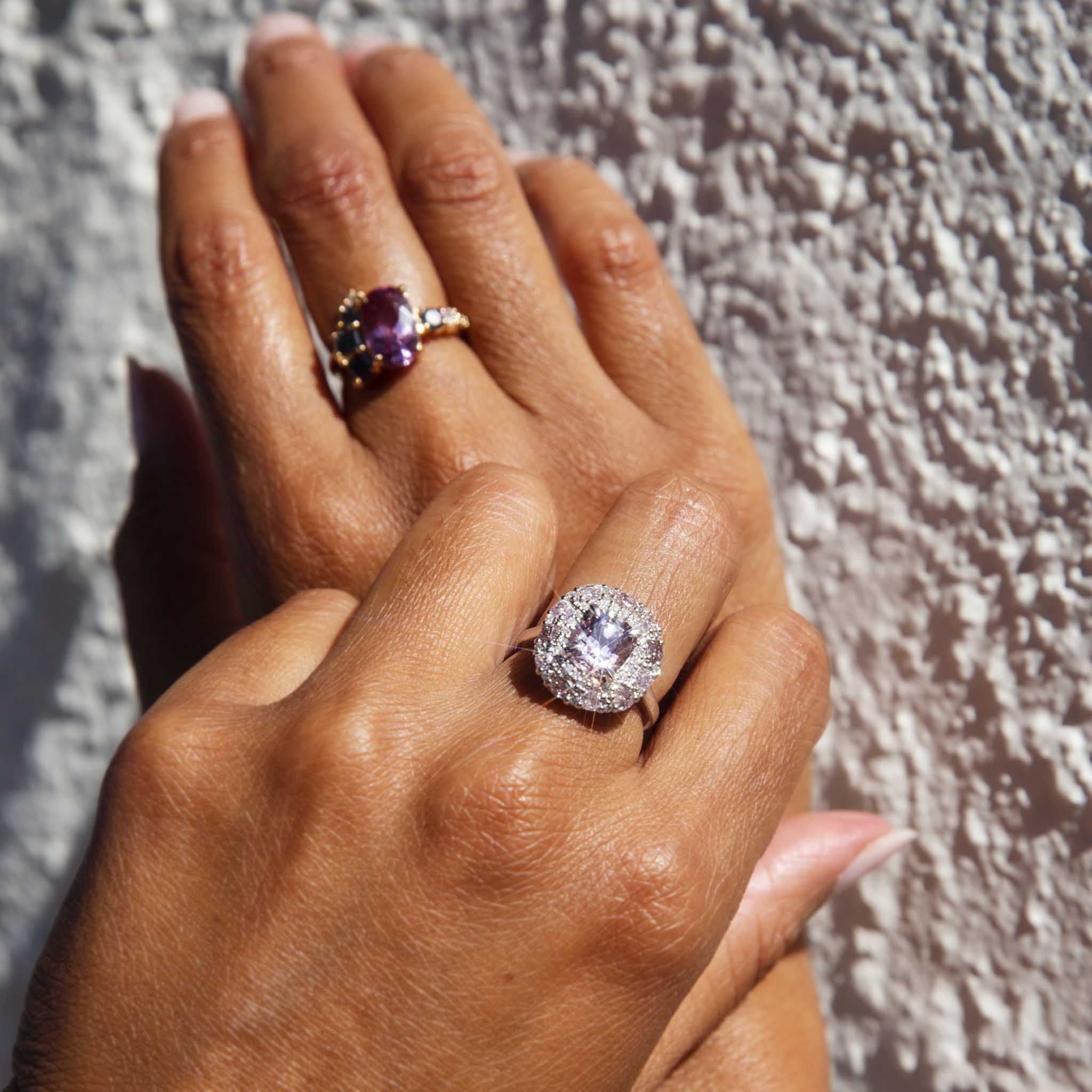 Kiraz Pink Spinel Sapphire & Diamond Ring 18ct Gold Rings Imperial Jewellery 
