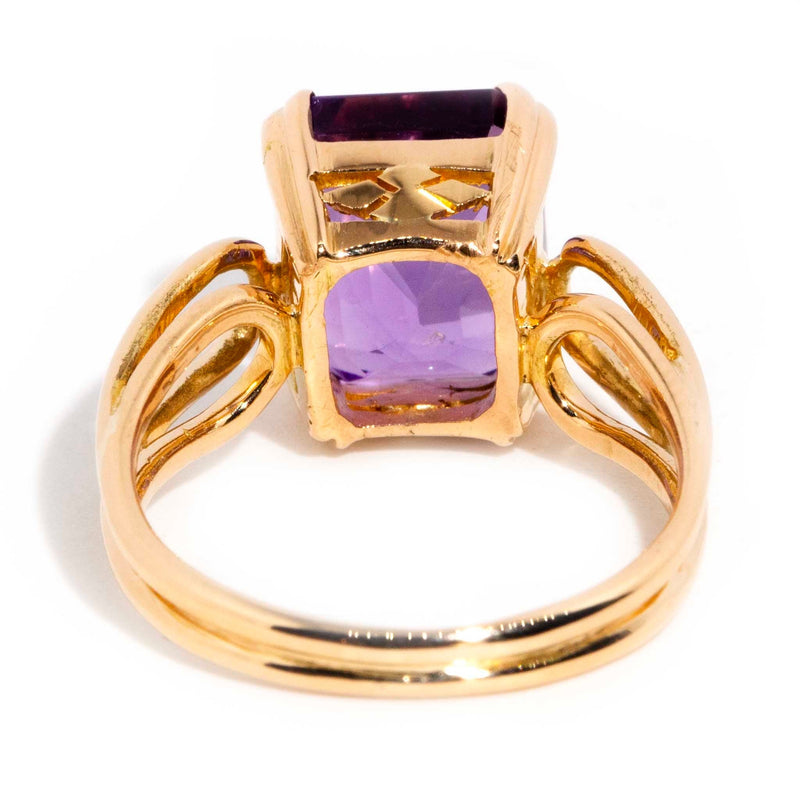 Laia 1980s Emerald Cut Amethyst Solitaire Ring Rings Imperial Jewellery 
