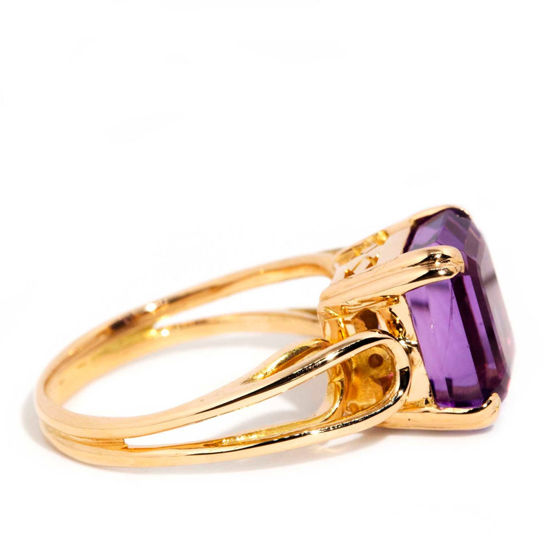 Laia 1980s Emerald Cut Amethyst Solitaire Ring Rings Imperial Jewellery 