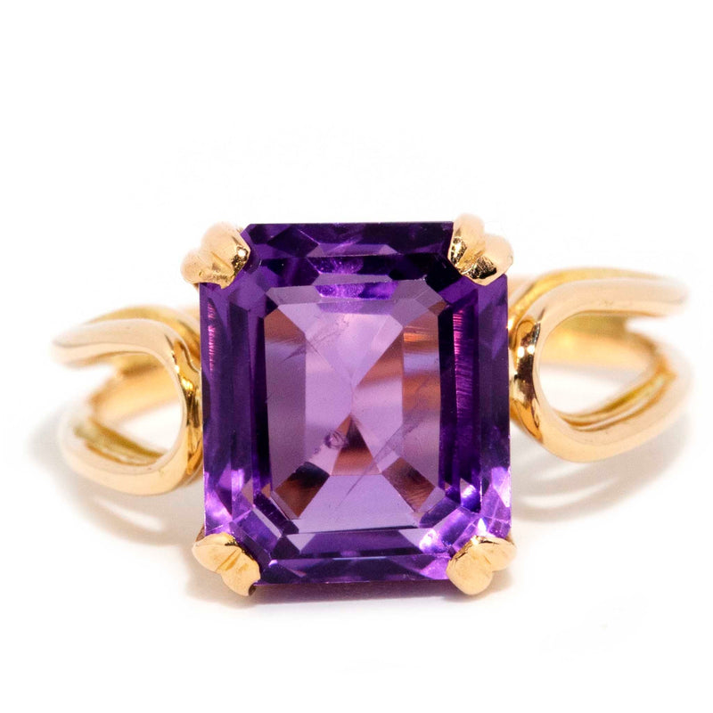 Laia 1980s Emerald Cut Amethyst Solitaire Ring Rings Imperial Jewellery Imperial Jewellery - Hamilton 