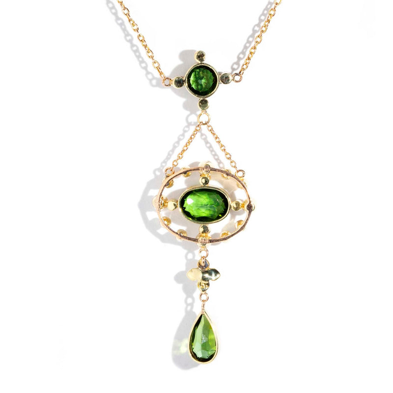 Laia Circa 1930s 15ct Gold Tourmaline & Seed Pearl Necklet Pendants/Necklaces Imperial Jewellery 