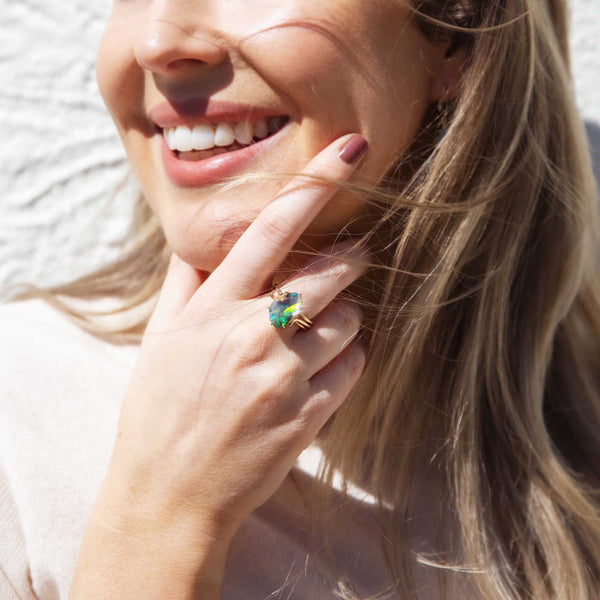 Larissa Circa 1980s Freeform Boulder Opal 18ct Gold Ring* GTG Rings Imperial Jewellery