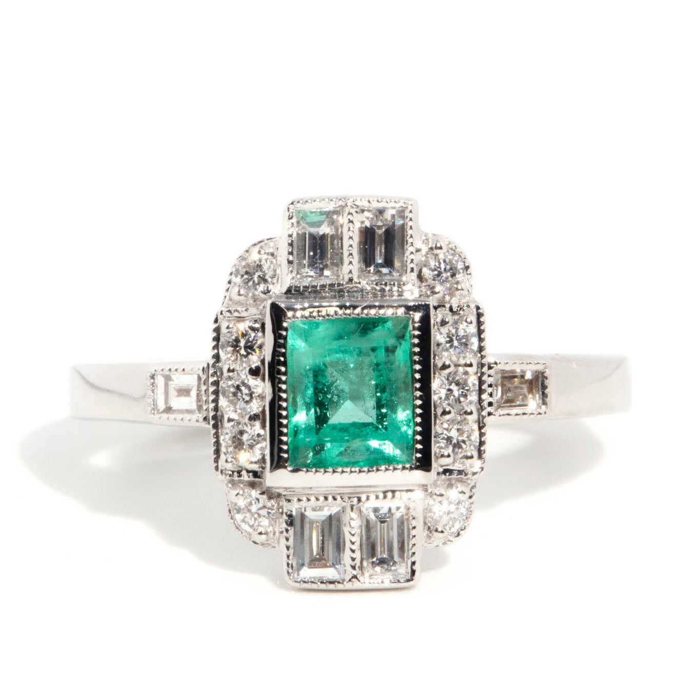 Laureline Emerald & Diamond Art Deco 18ct Gold Ring Rings Imperial Jewellery Imperial Jewellery - Hamilton 