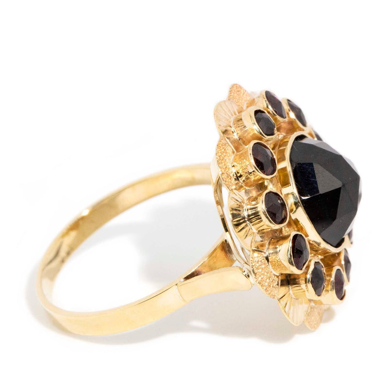 Lauren 1980s Garnet Starburst Ring 14ct Gold Rings Imperial Jewellery 