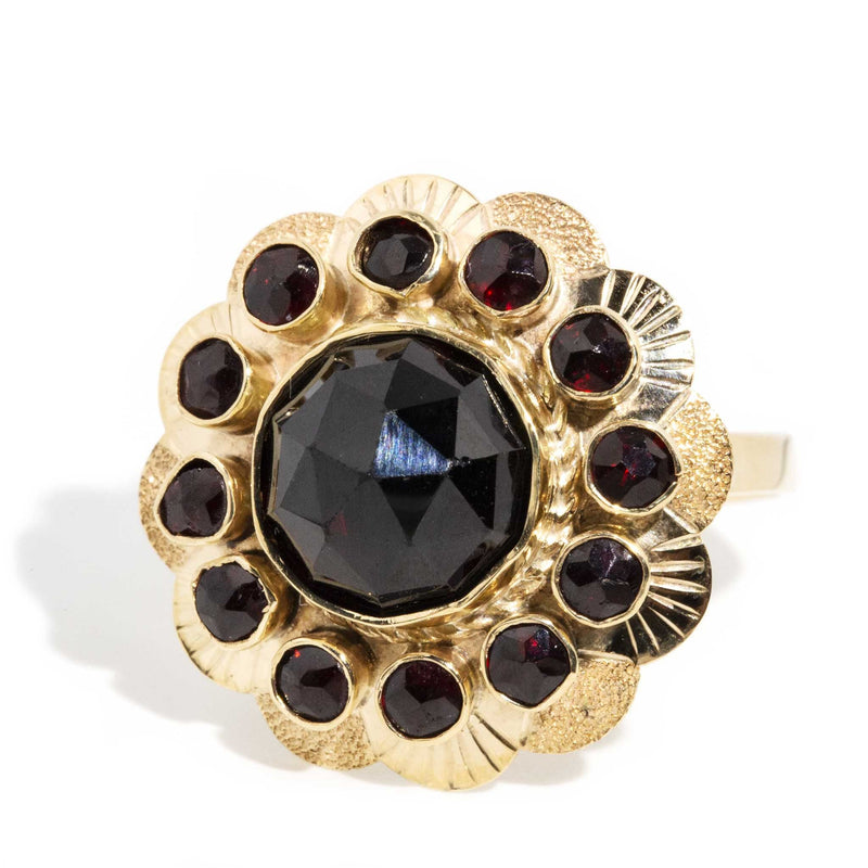 Lauren 1980s Garnet Starburst Ring 14ct Gold Rings Imperial Jewellery 