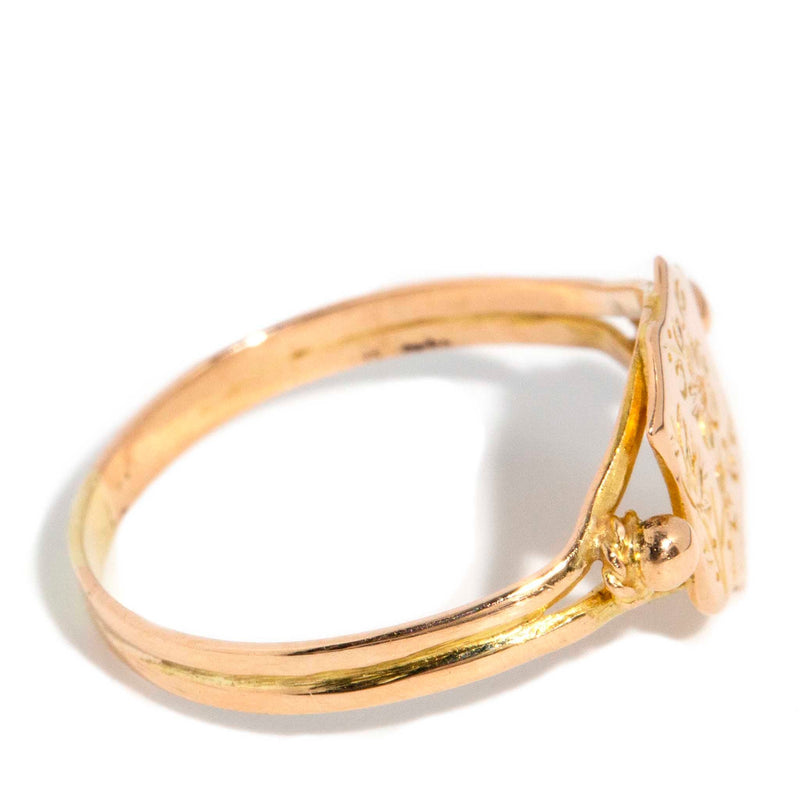 Lavinia 1960s Shield Emblem Ring 18ct Gold* DRAFT Rings Imperial Jewellery 
