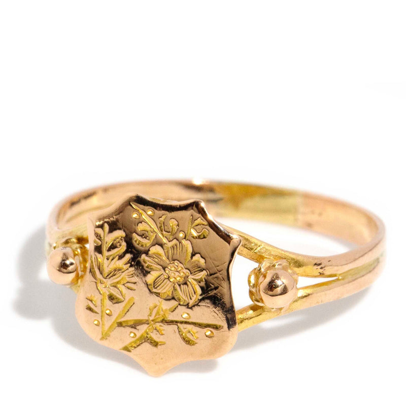 Lavinia 1960s Shield Emblem Ring 18ct Gold* DRAFT Rings Imperial Jewellery 