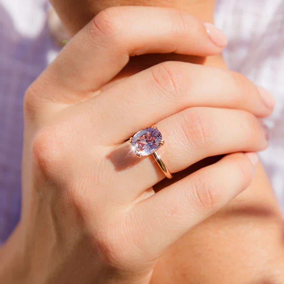 Leona 18 Carat Rose Gold Purple Spinel Solitaire Ring Rings Imperial Jewellery