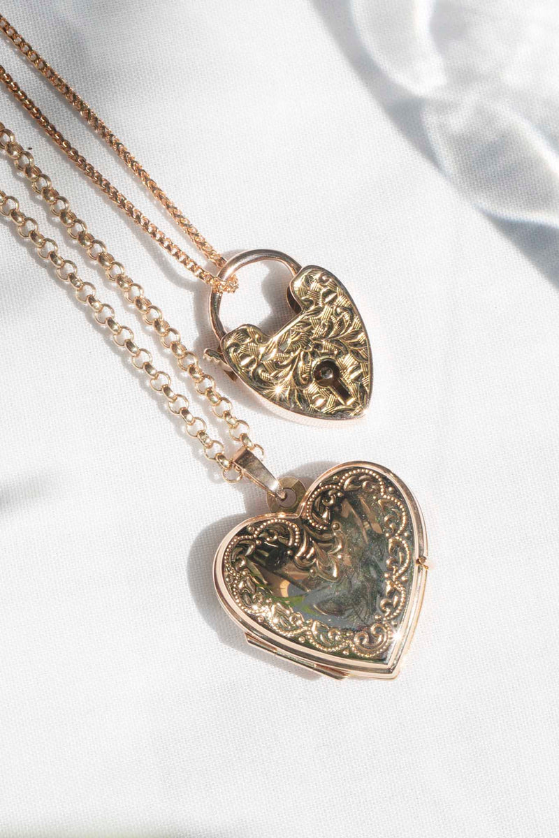 Leonie 1960s 9ct Gold Locket with 18ct Contemporary Chain* DRAFT Pendants/Necklaces Imperial Jewellery 