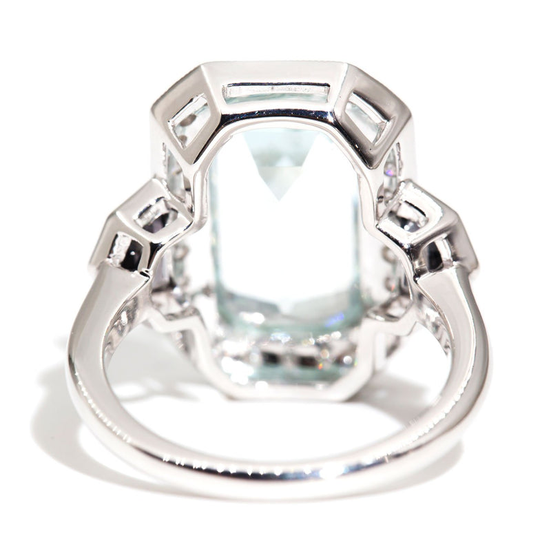 Lila 5.10 Carat Emerald Cut Aquamarine & Diamond Ring Rings Imperial Jewellery 