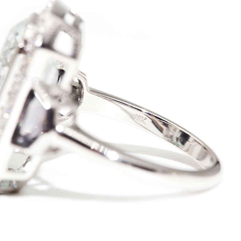 Lila 5.10 Carat Emerald Cut Aquamarine & Diamond Ring Rings Imperial Jewellery 