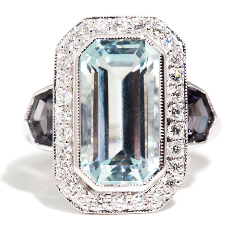 Lila 5.10 Carat Emerald Cut Aquamarine & Diamond Ring Rings Imperial Jewellery Imperial Jewellery - Hamilton 