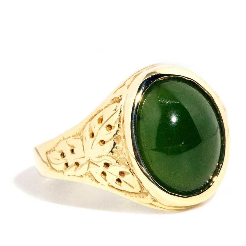 Logan Jade Cabochon Domed Ring 14ct Yellow Gold Rings Imperial Jewellery 